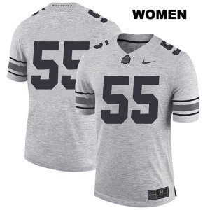 Women's NCAA Ohio State Buckeyes Malik Barrow #55 College Stitched No Name Authentic Nike Gray Football Jersey SO20N05PV